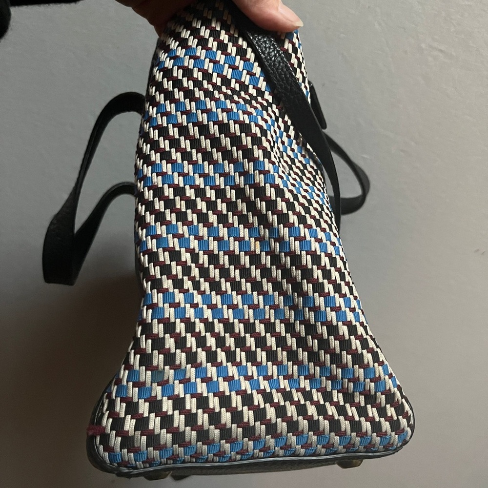 Bimba y Lola black leather woven side panel tote shoulder bag - Picture 7 of 15